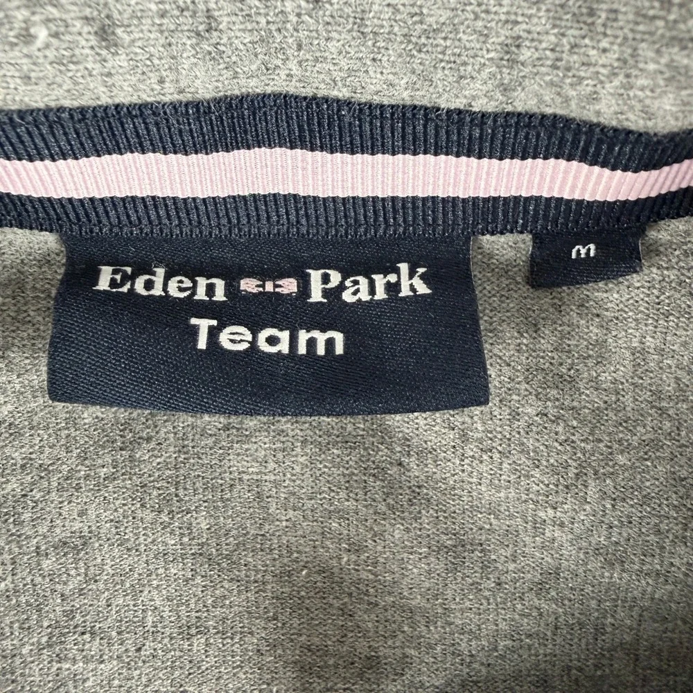 Eden Park Polo Shirt Mens M‎ Gray Long Sleeve Rugby Style Logo Collar Trim
